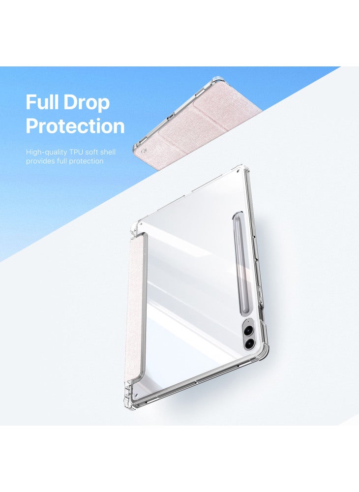 جراب Unid Series لجهاز Samsung Galaxy Tab S10+/S9+/S9 FE+ مع خاصية الإيقاظ/السكون التلقائي مصنوع من مادة TPU+PC+جلد شفاف - وردي فاتح - Image 5